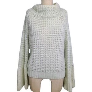 Anthropologie Maeve Dionne Flare‎ Sleeve Sweater Green Open Knit Oversized S